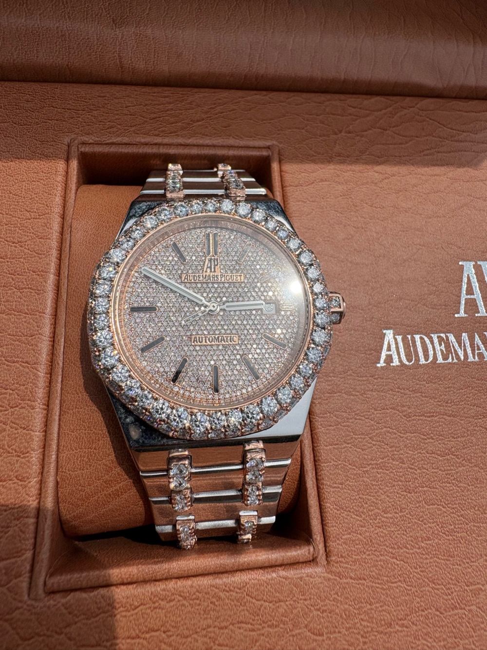 Audemars Piguet Rose Gold and Diamond Pavé Bracelet Watch
